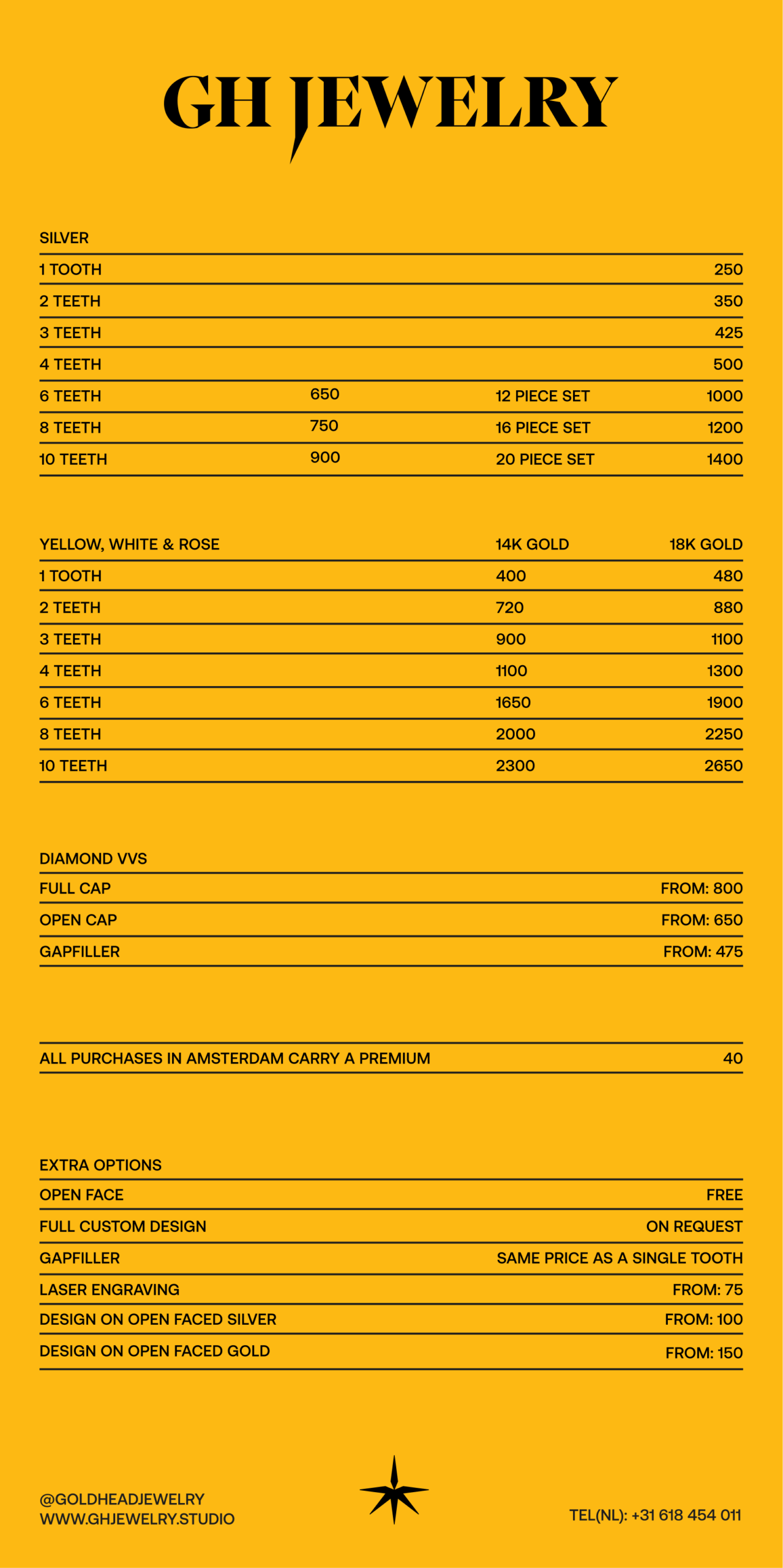 Goldhead Jewelry Prijslijst 2026
